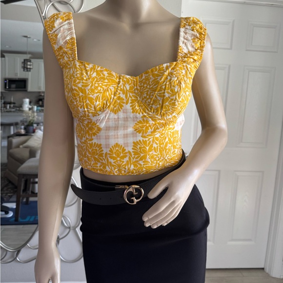 Du Paradis Tops - Du Paradis Yellow Floral Women's Top